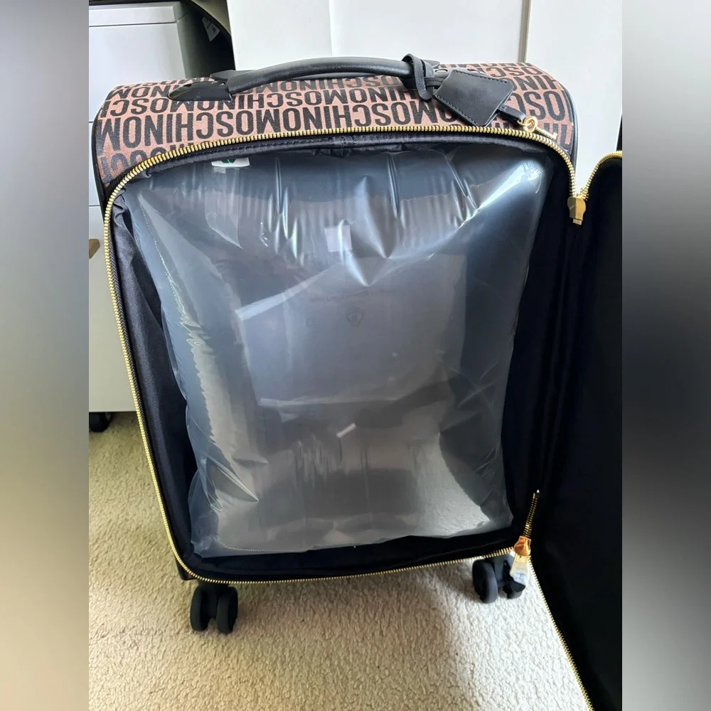 🛍️🥂 HOST PICK (2) MOSCHINO MONOGRAM LEATHER SUITCASES Authentic, Calf Leather